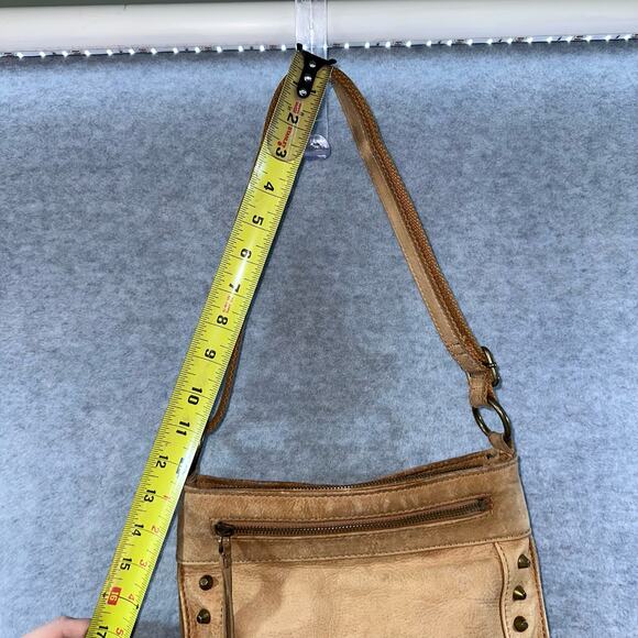 LUCKY BRAND Tan Leather Crossbody Studded Adjustable strap Boho Western Festival - Picture 13 of 14